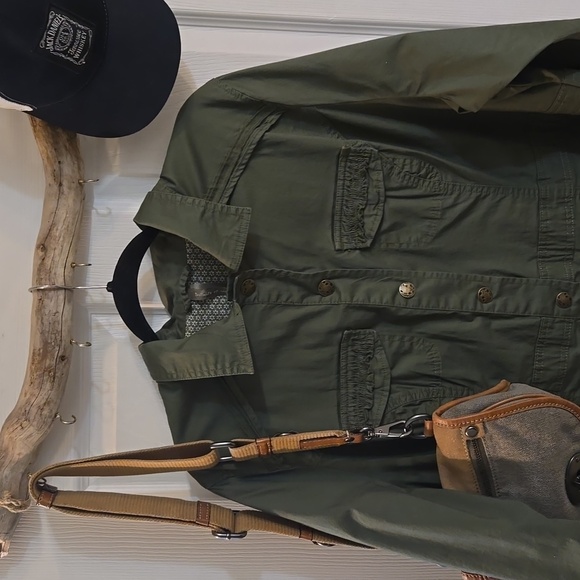 Penningtons-jacket,army green,brass hardware,utility, - Picture 4 of 14